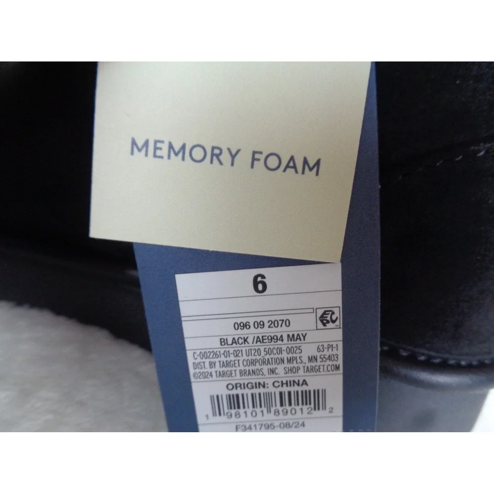 Universal Thread May‎ Suede Boots Size 6 Black Shearling Lining Memory Foam